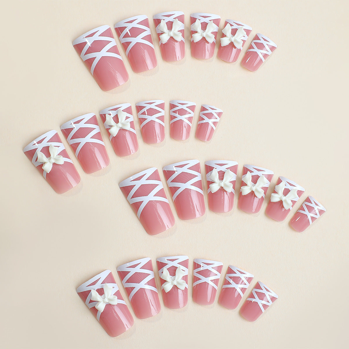 Nail Art Ideas Pink French Medium Glossy Press On Nails – Curvlife