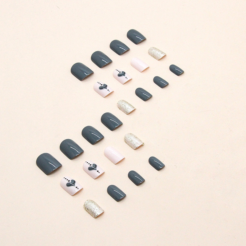 Nail Art Ideas Square Gray Medium Glossy Press On Nails – CurvLife