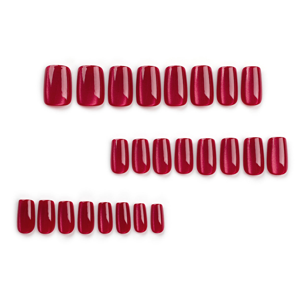 Nail Art Ideas Coffin Red Cat eye Medium Glossy Press On Nails – CurvLife