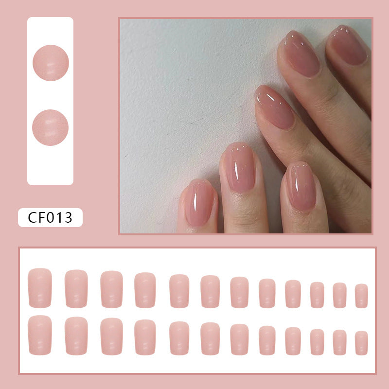 Nails Art Ideas Oval Pink Sheer Short Solid Colors Press On Nails CF013 ...