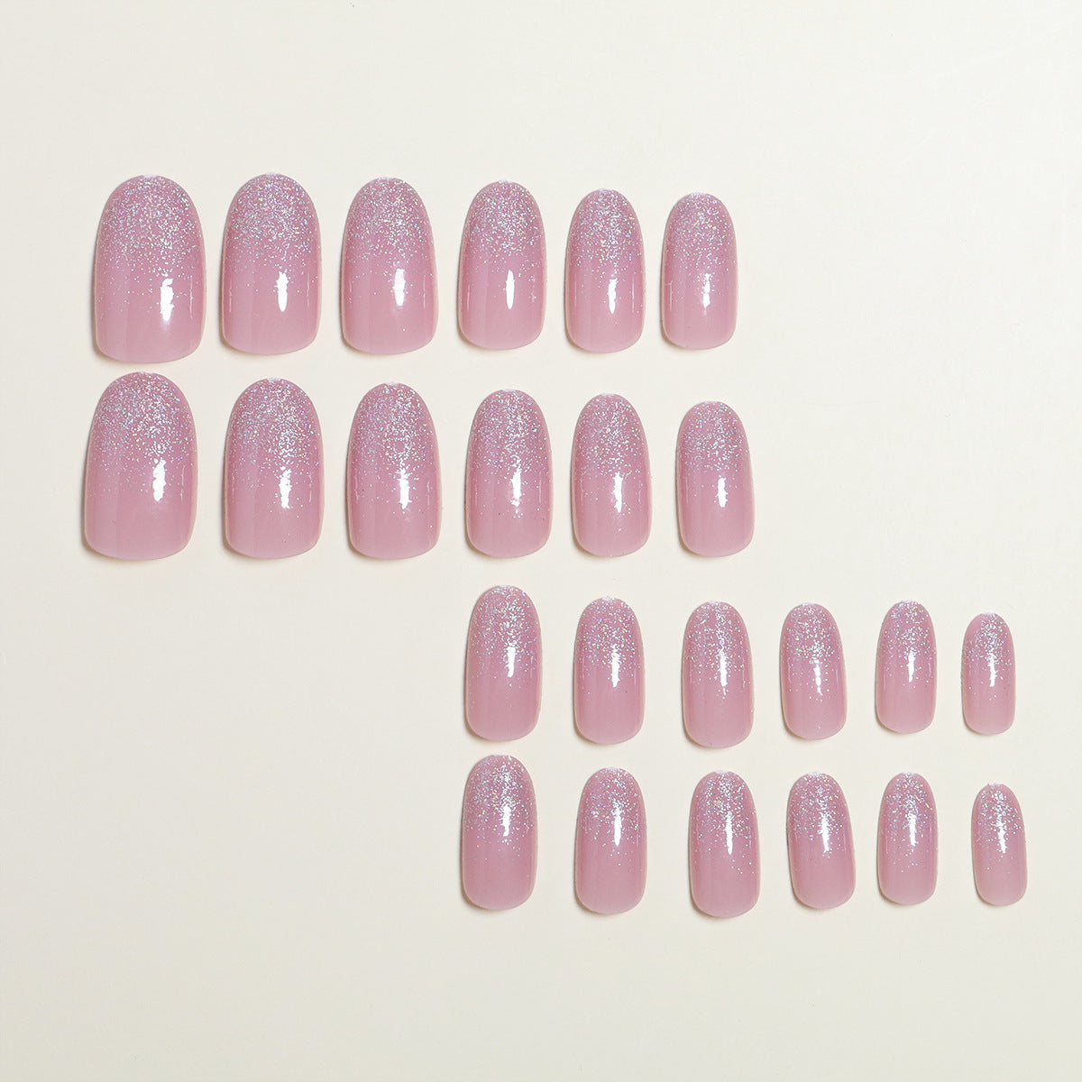 Nail Art Ideas Oval Pink Medium Glitter Press On Nails – CurvLife